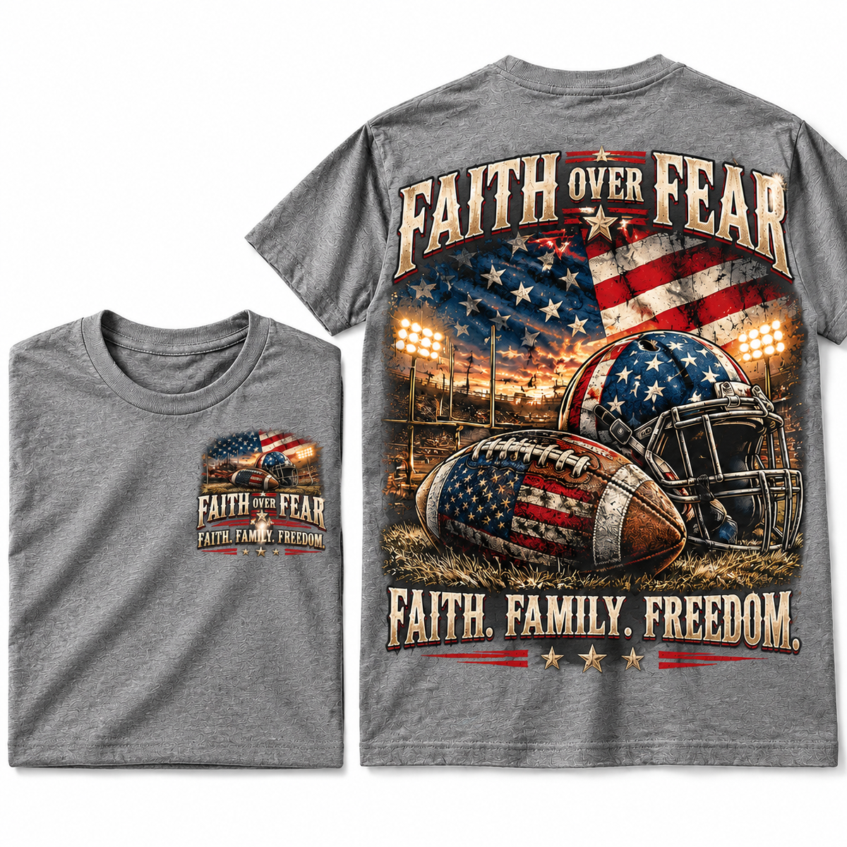 Faith Family Football Graphic Tee