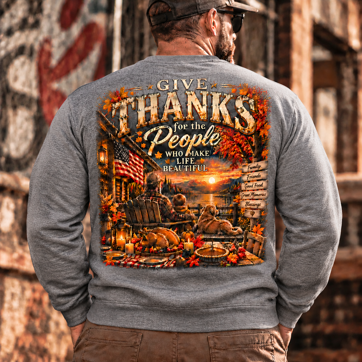 Give Thanks Graphic , Vintage Fall Family Design,