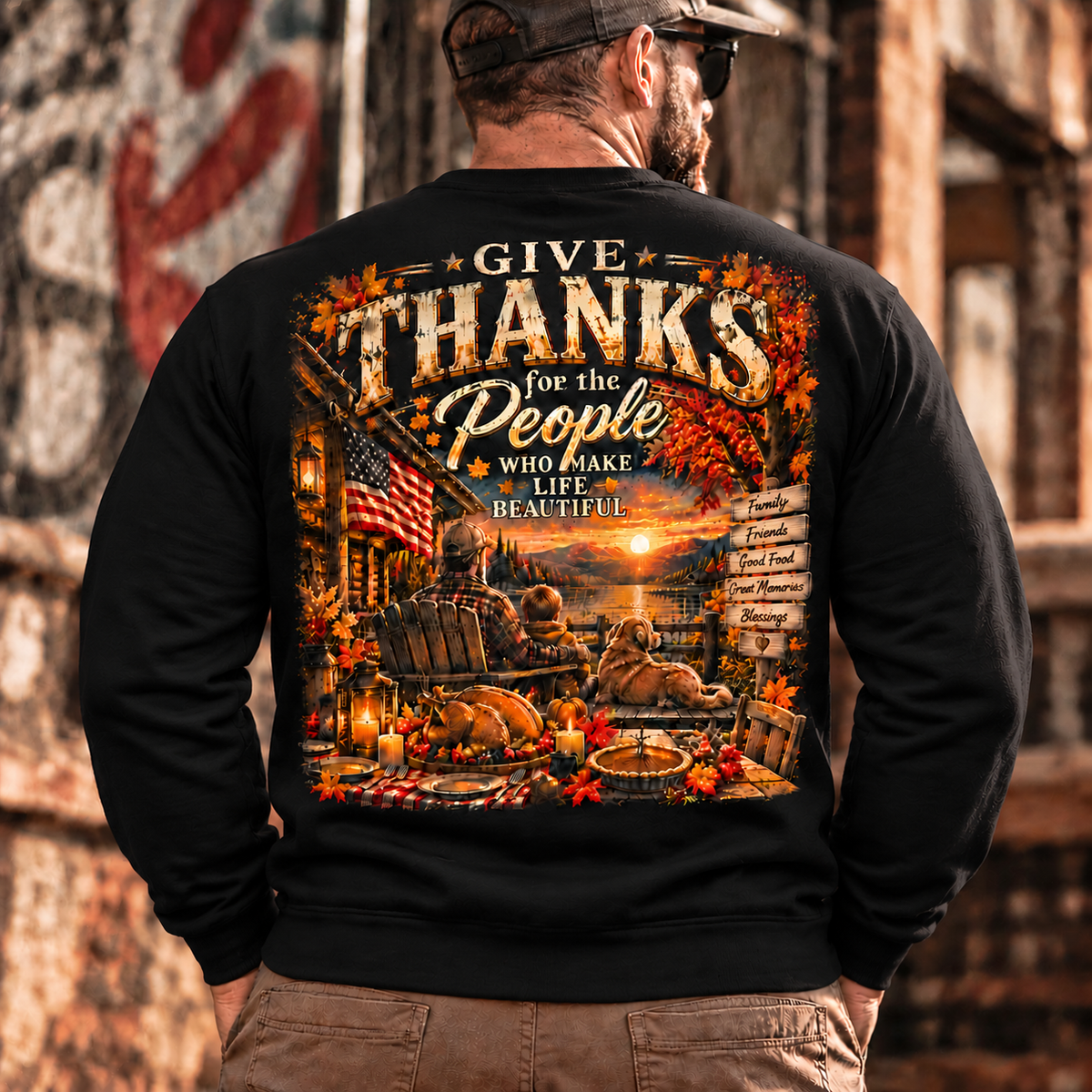 Give Thanks Graphic , Vintage Fall Family Design,