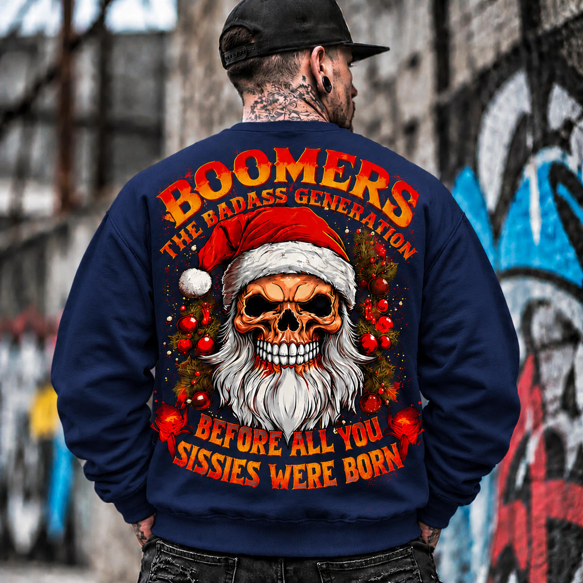 Funny Skull Santa Christmas Sweatshirt