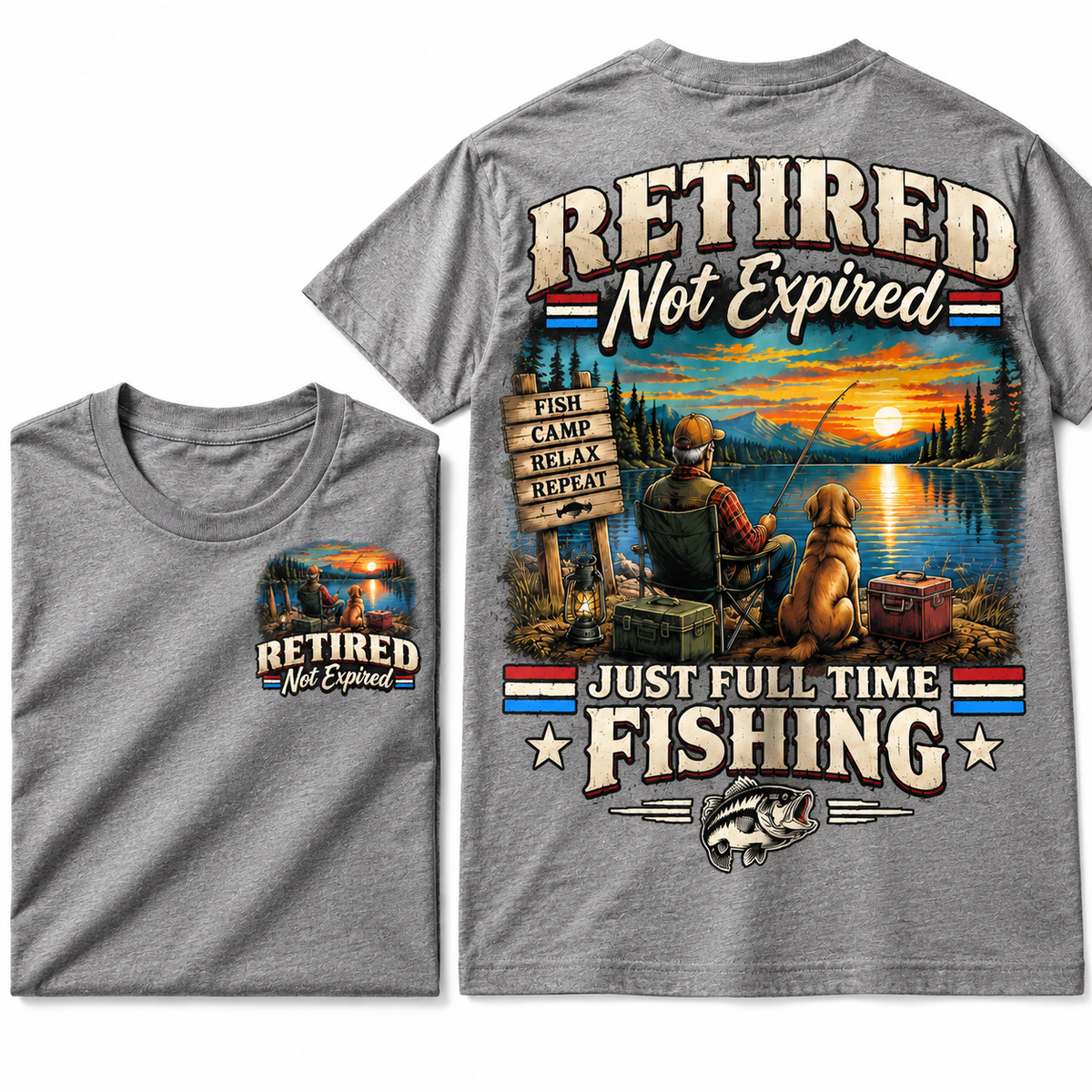 Retired Full-Time Fishing Tee