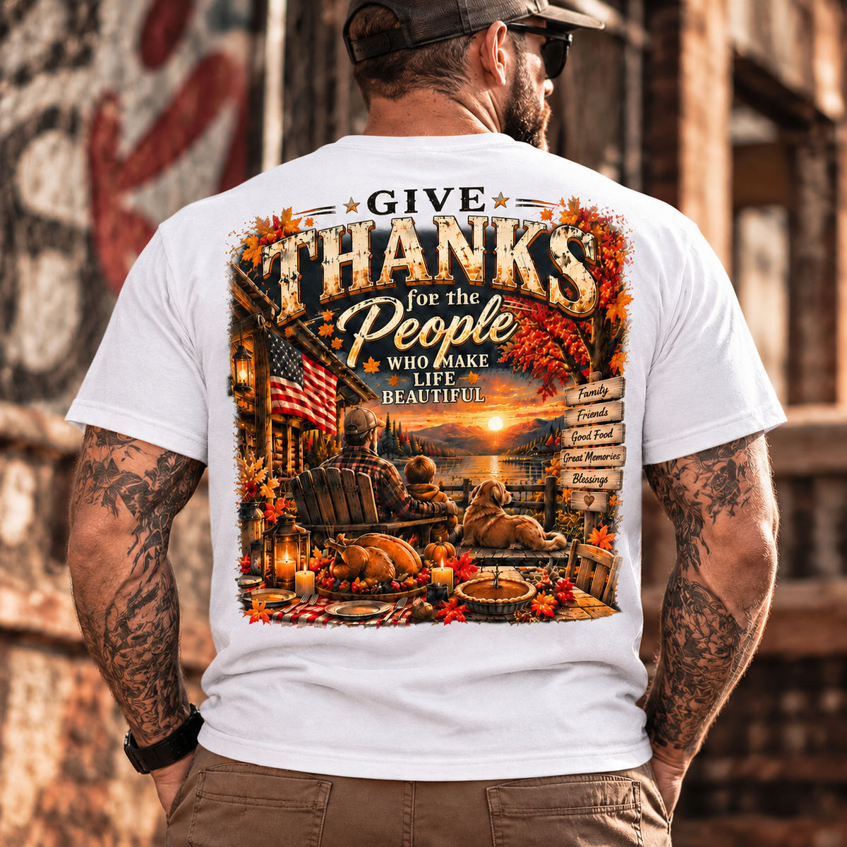 Give Thanks Graphic , Vintage Fall Family Design,