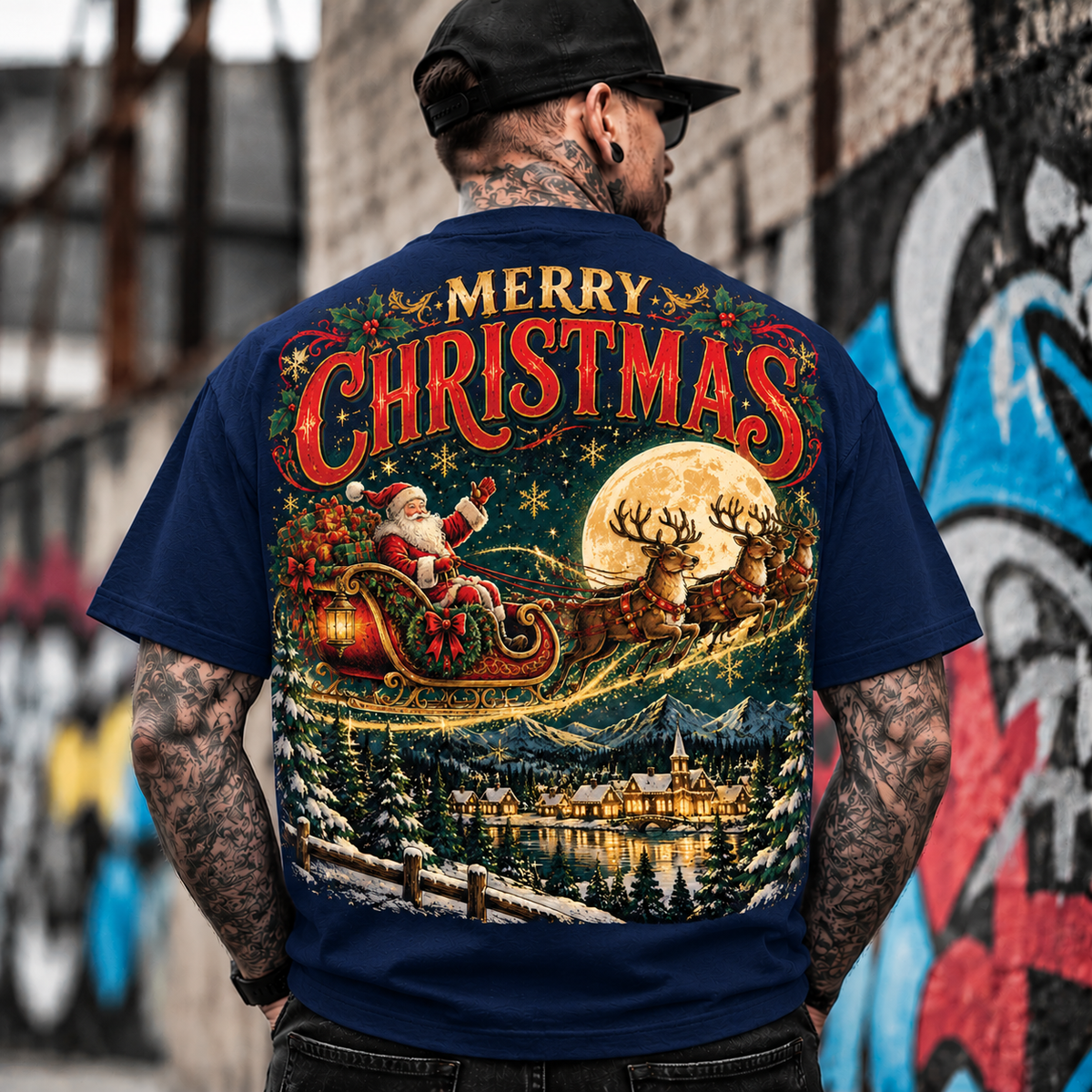 Vintage Santa Sleigh Christmas