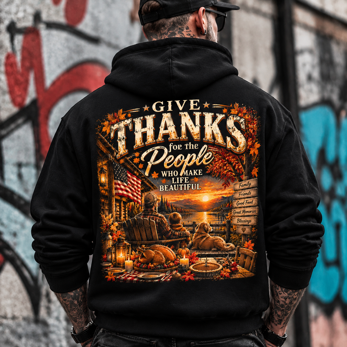 Give Thanks Graphic , Vintage Fall Family Design,
