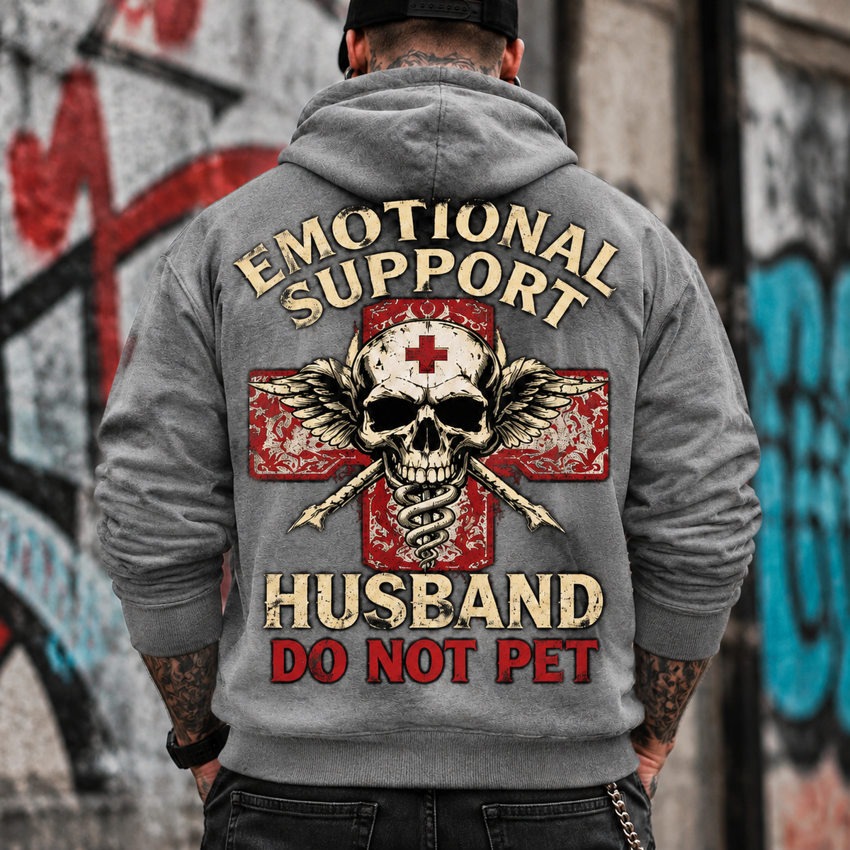 Emotional Support Husband Graphic Hoodie