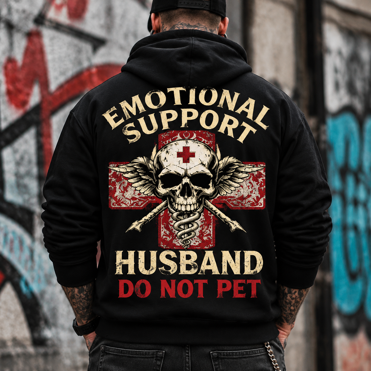 Emotional Support Husband Graphic Hoodie