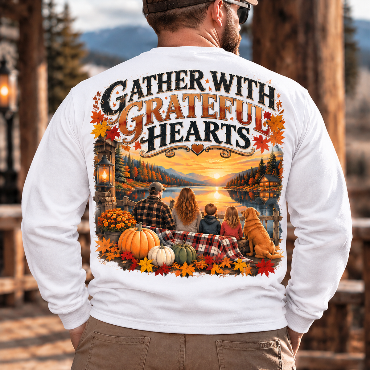 Gather With Grateful Hearts, Vintage Pumpkin Design,