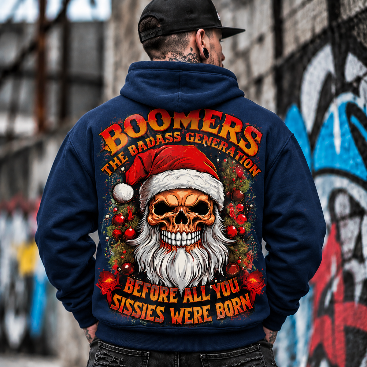 Funny Skull Santa Christmas Sweatshirt