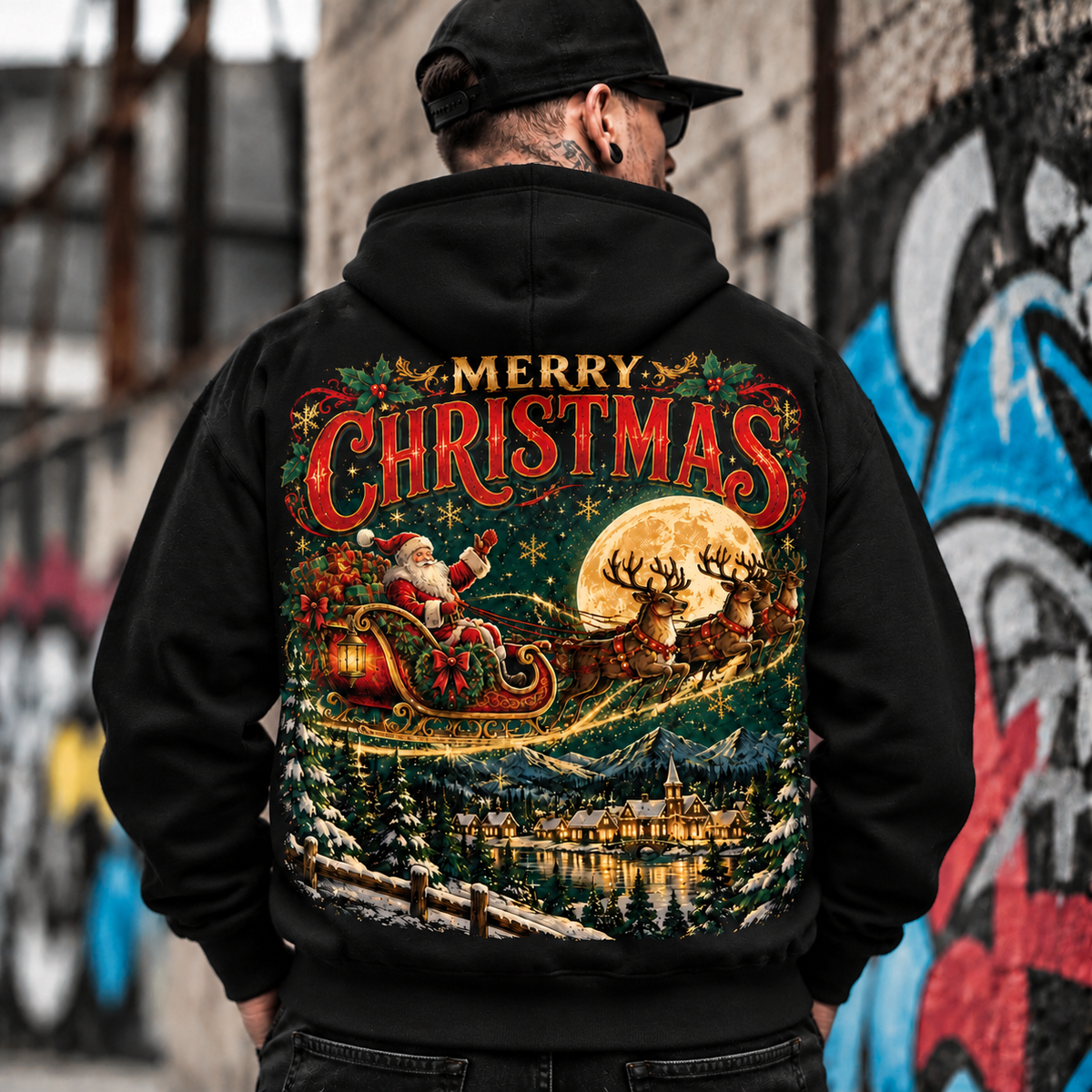Vintage Santa Sleigh Christmas