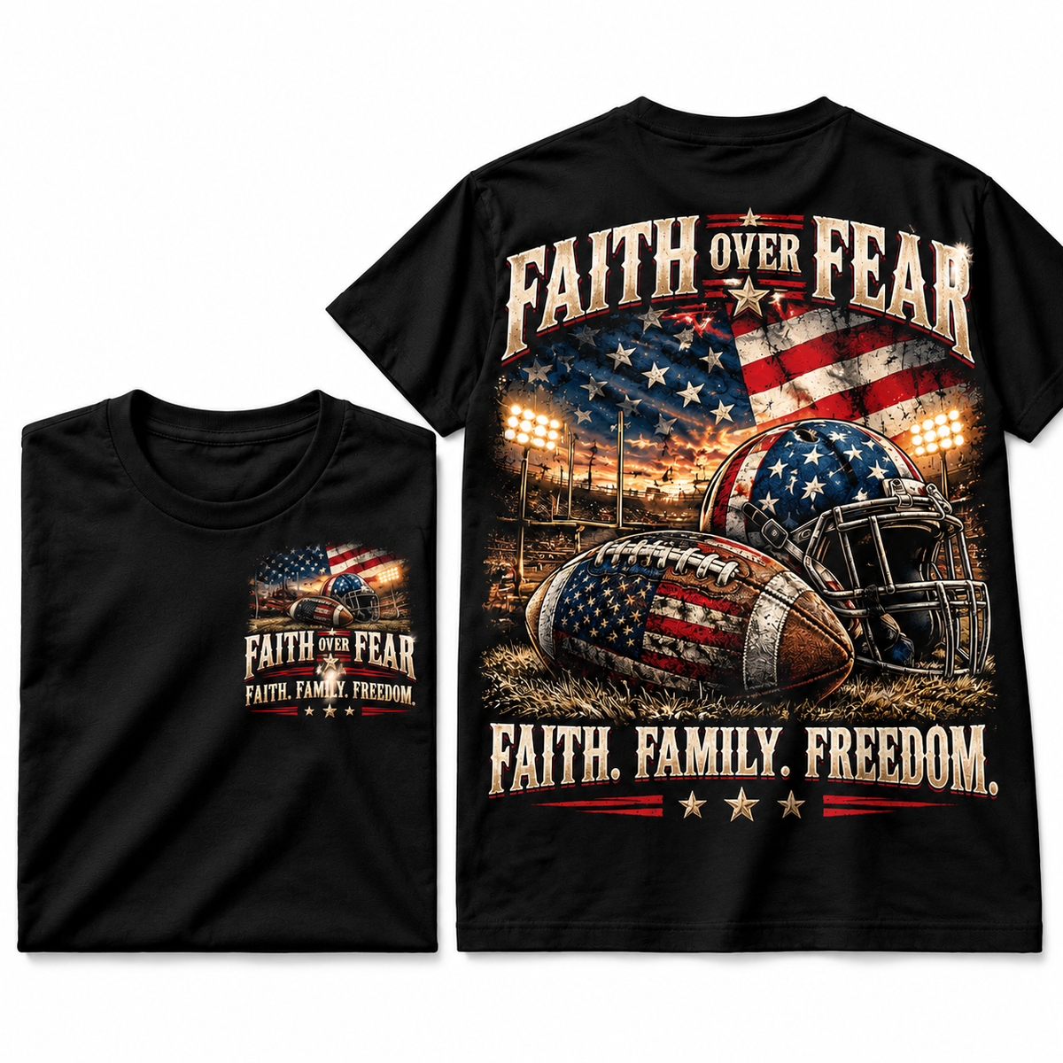 Faith Family Football Graphic Tee