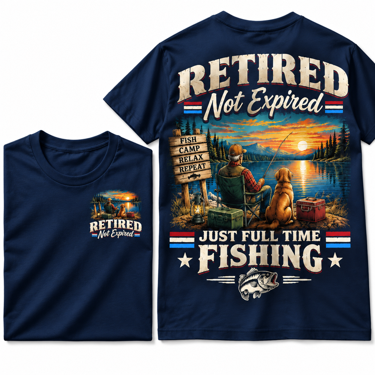 Retired Full-Time Fishing Tee