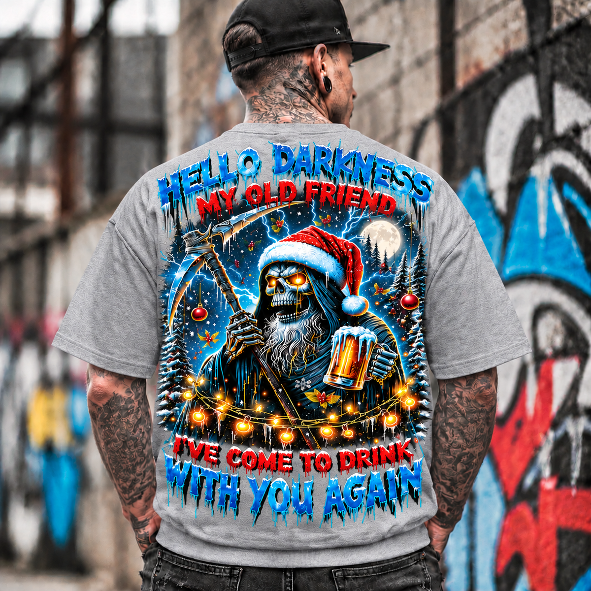 Grim Reaper Santa Drinking Beer Sweatshirt,