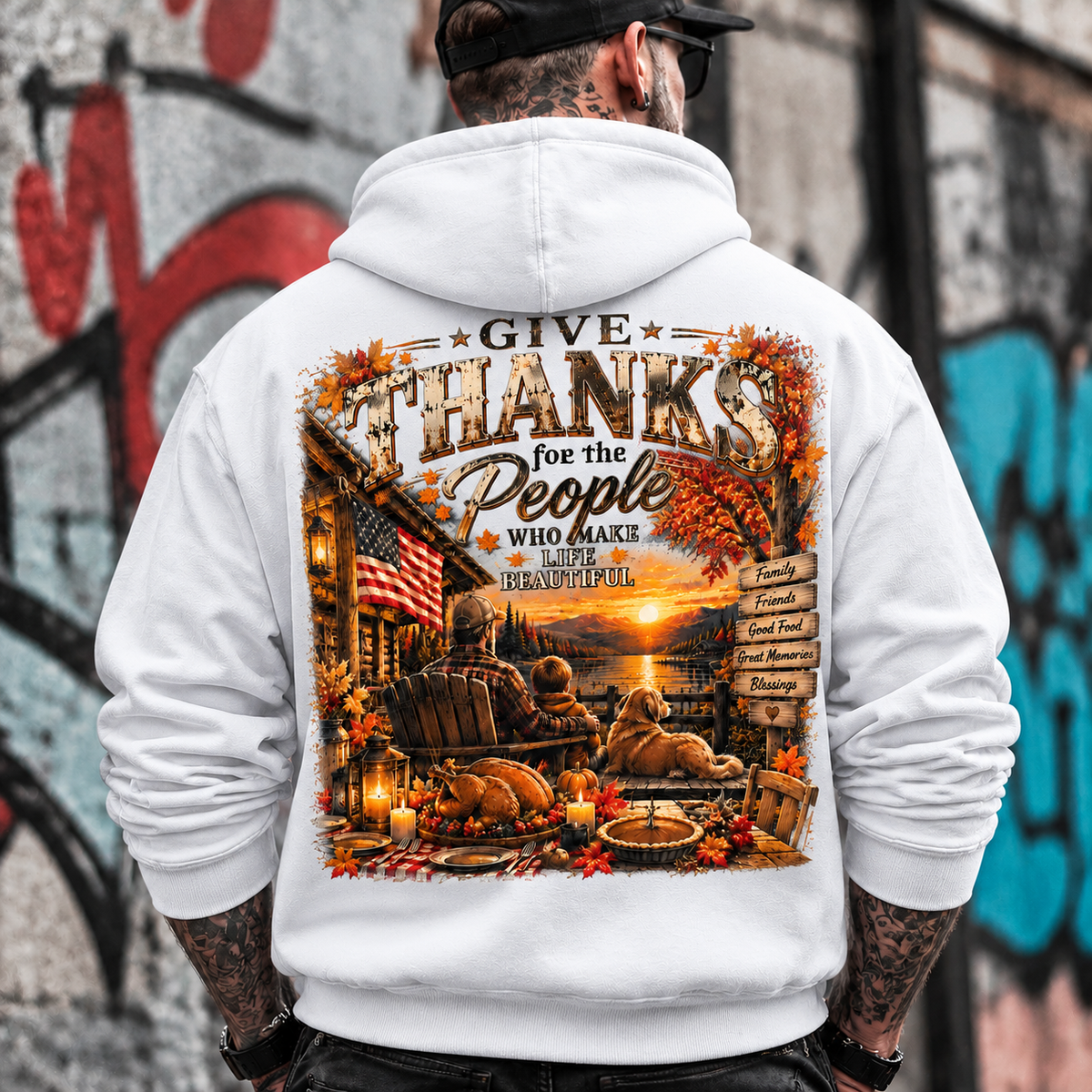 Give Thanks Graphic , Vintage Fall Family Design,