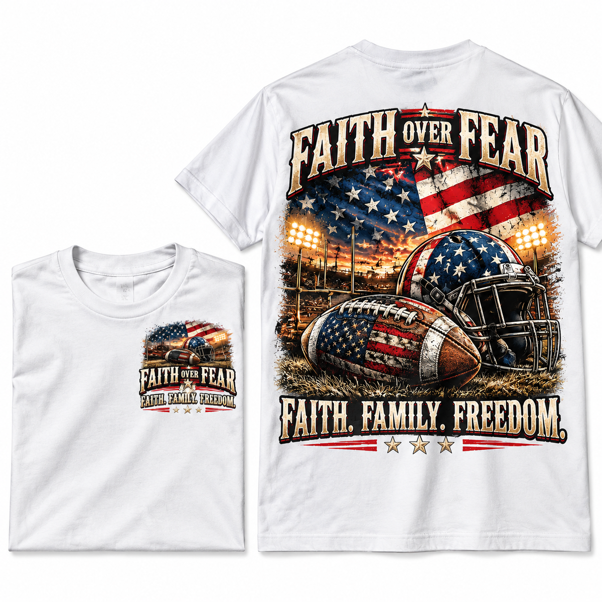 Faith Family Football Graphic Tee