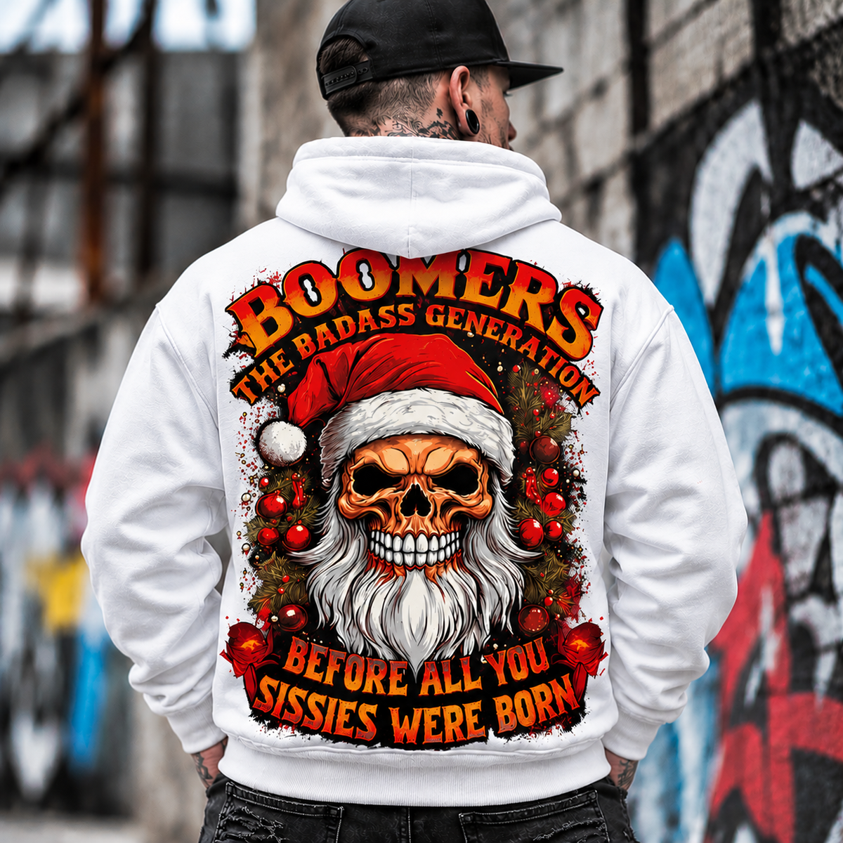 Funny Skull Santa Christmas Sweatshirt