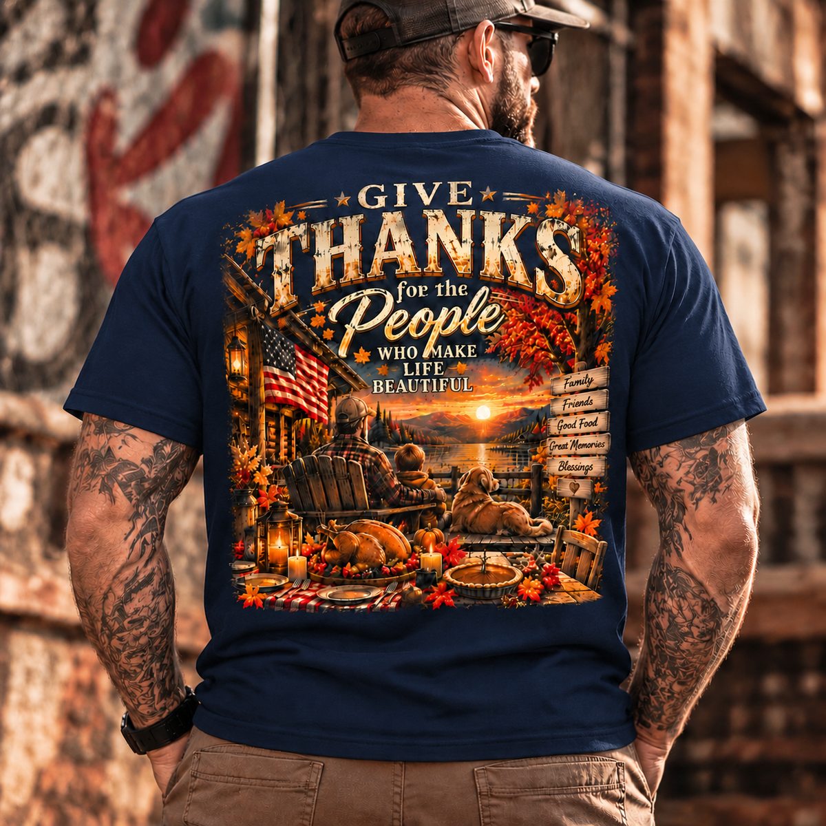 Give Thanks Graphic , Vintage Fall Family Design,