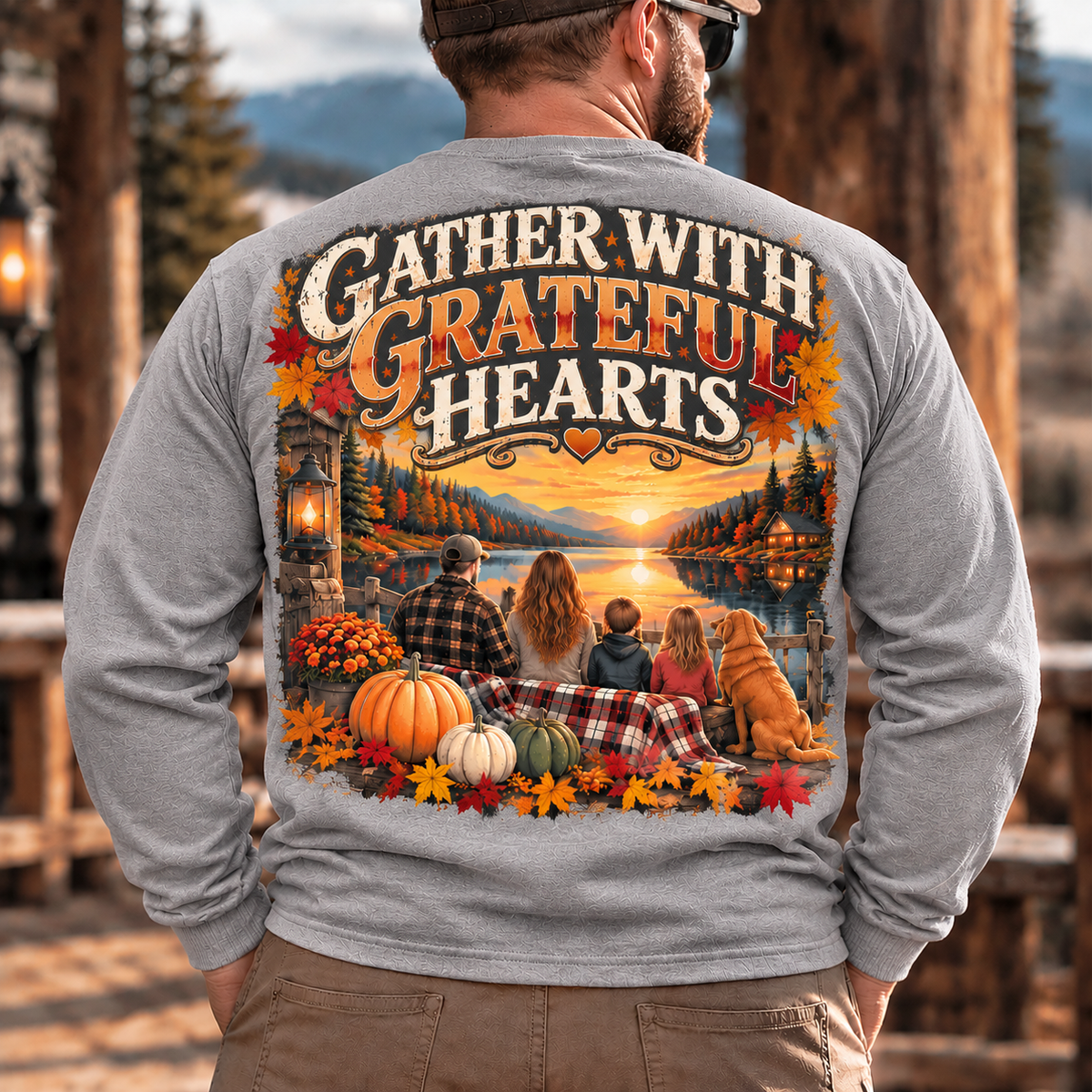 Gather With Grateful Hearts, Vintage Pumpkin Design,