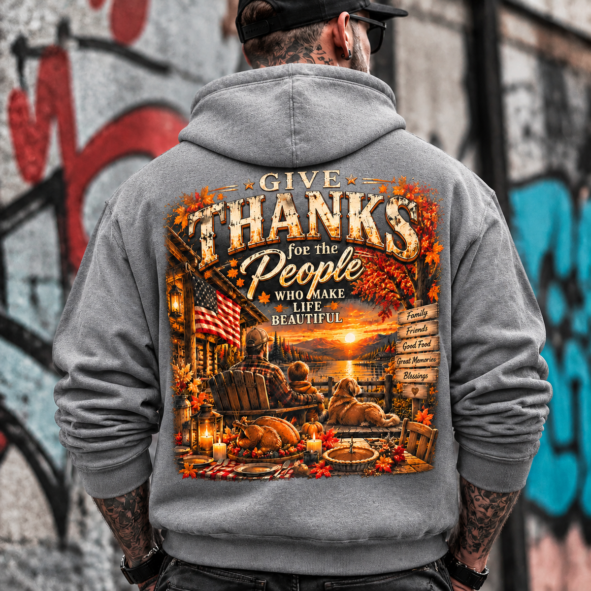 Give Thanks Graphic , Vintage Fall Family Design,