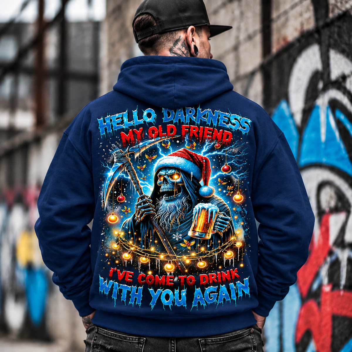 Grim Reaper Santa Drinking Beer Sweatshirt,