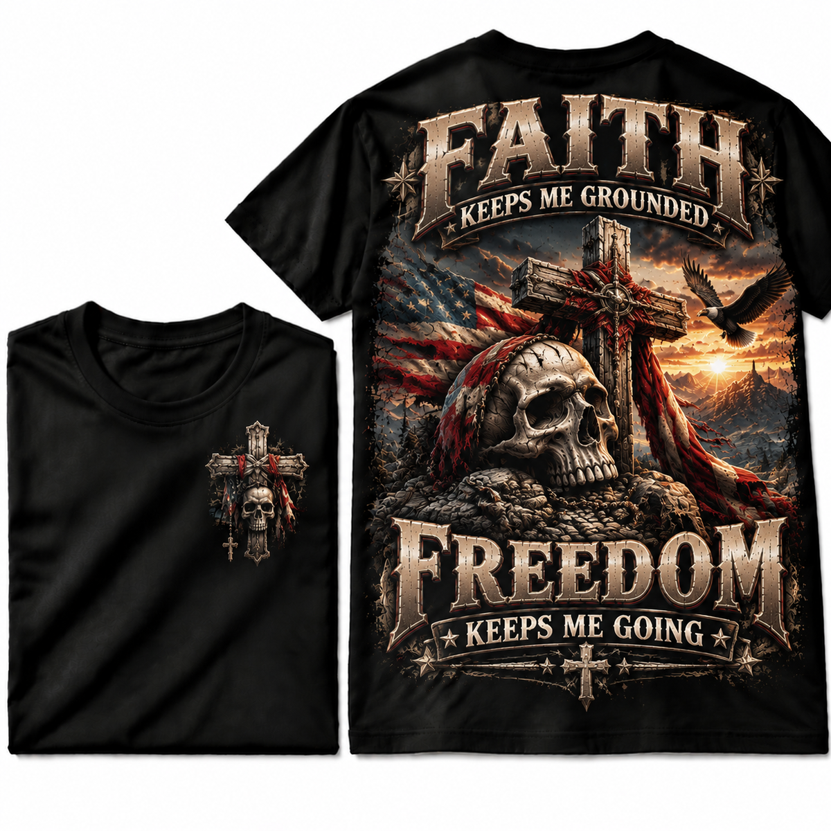 Faith Freedom Skull Cross Tee