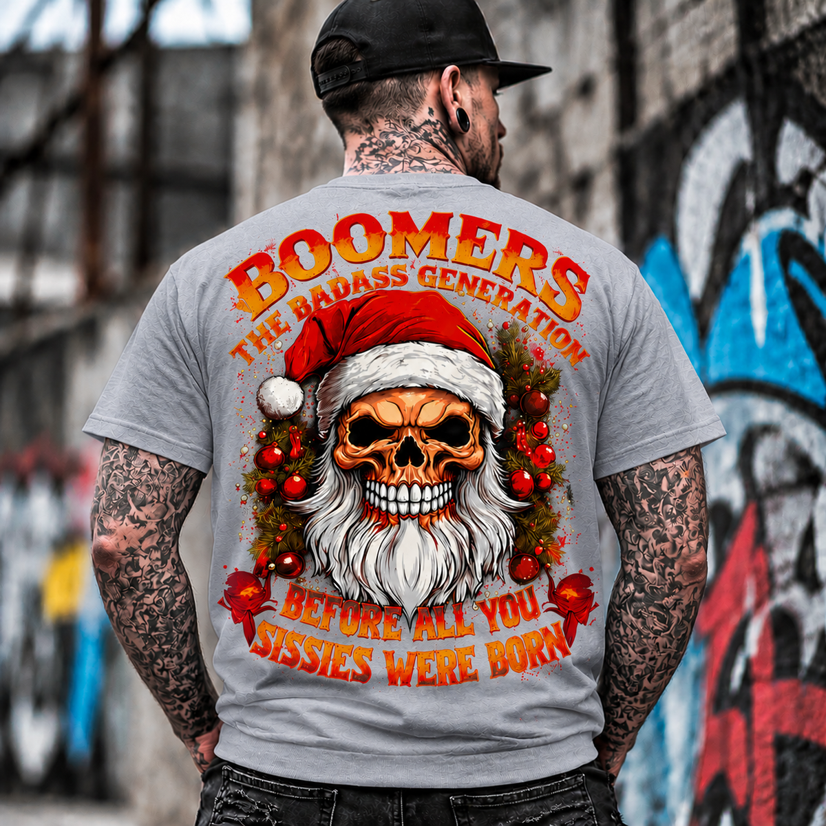 Funny Skull Santa Christmas Sweatshirt