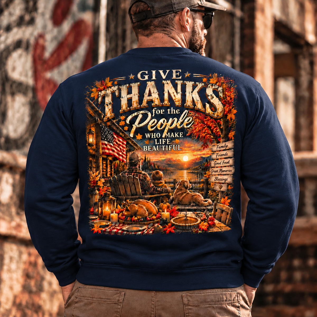 Give Thanks Graphic , Vintage Fall Family Design,