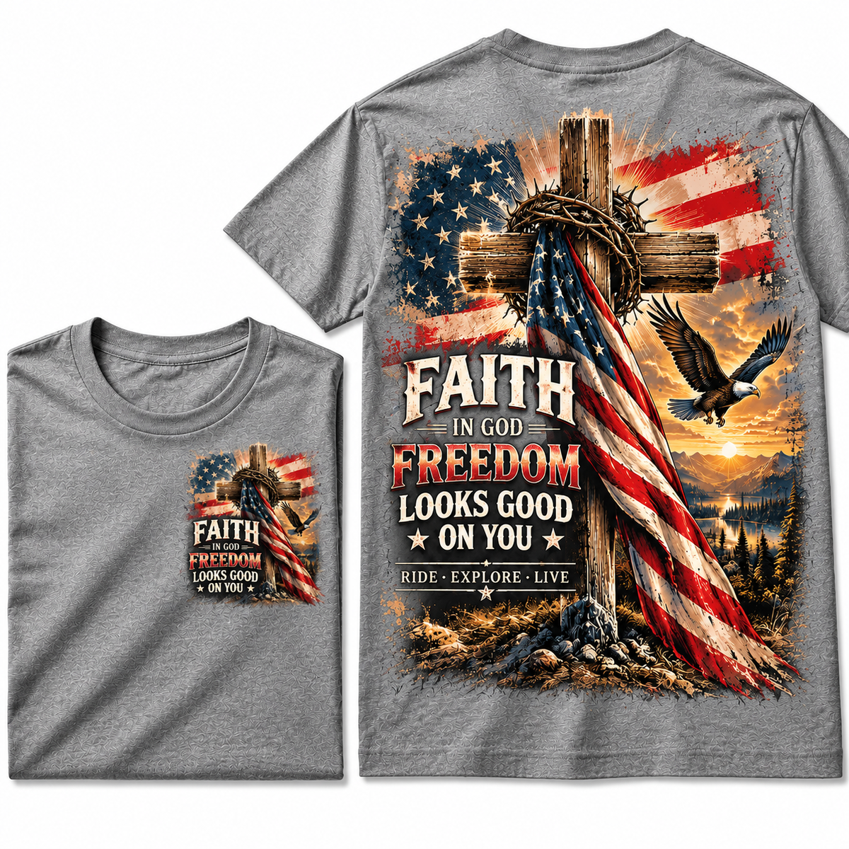 Faith Freedom Cross Graphic Tee