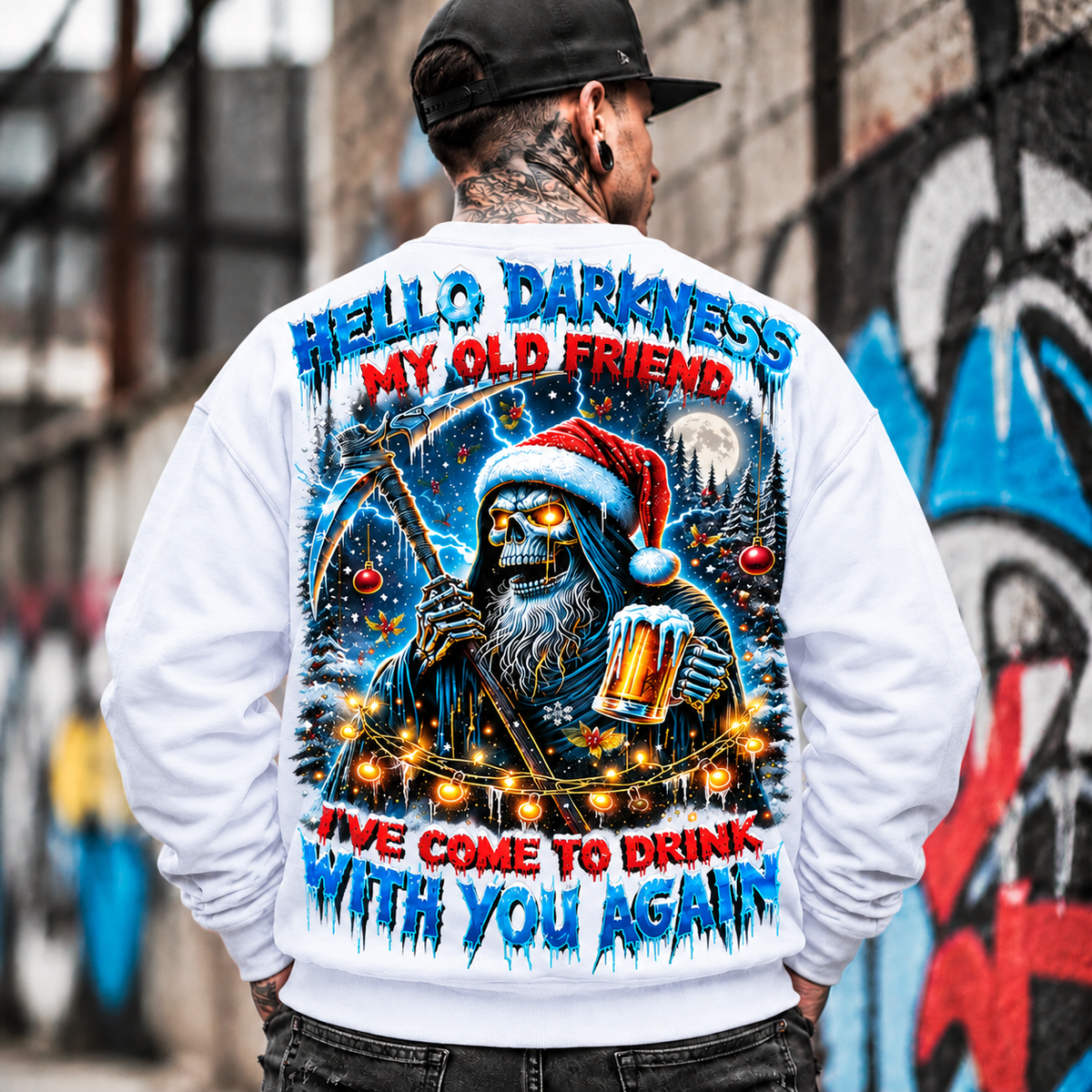 Grim Reaper Santa Drinking Beer Sweatshirt,