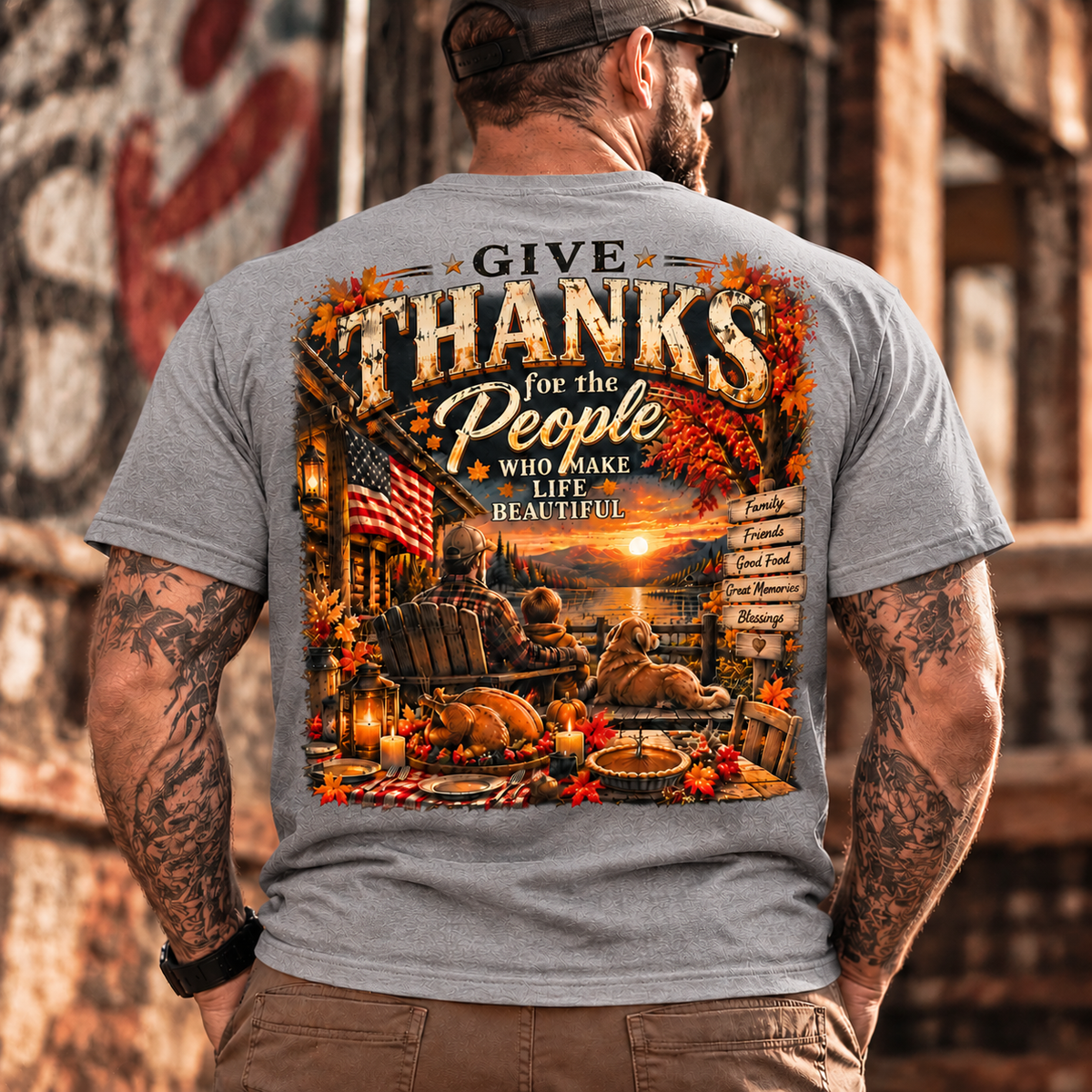 Give Thanks Graphic , Vintage Fall Family Design,