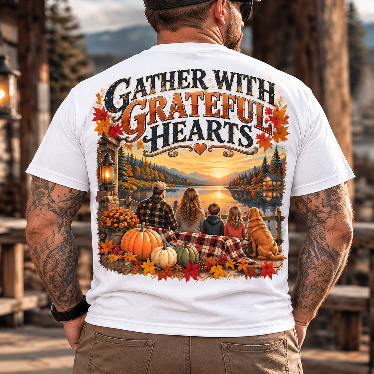 Gather With Grateful Hearts, Vintage Pumpkin Design,