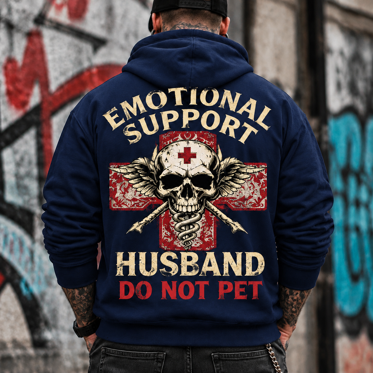 Emotional Support Husband Graphic Hoodie