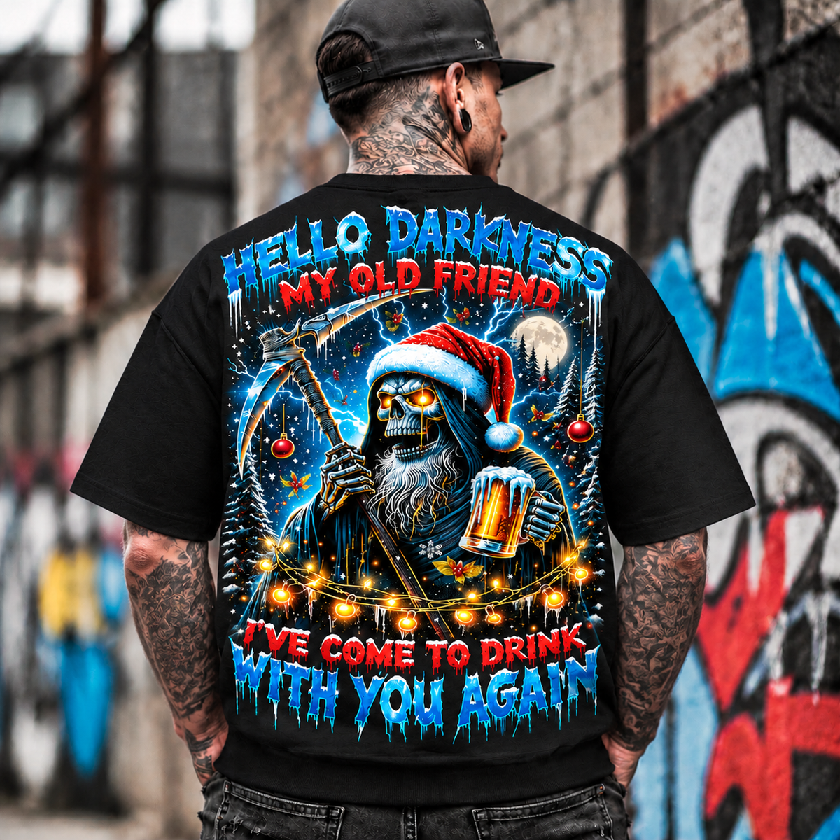 Grim Reaper Santa Drinking Beer Sweatshirt,