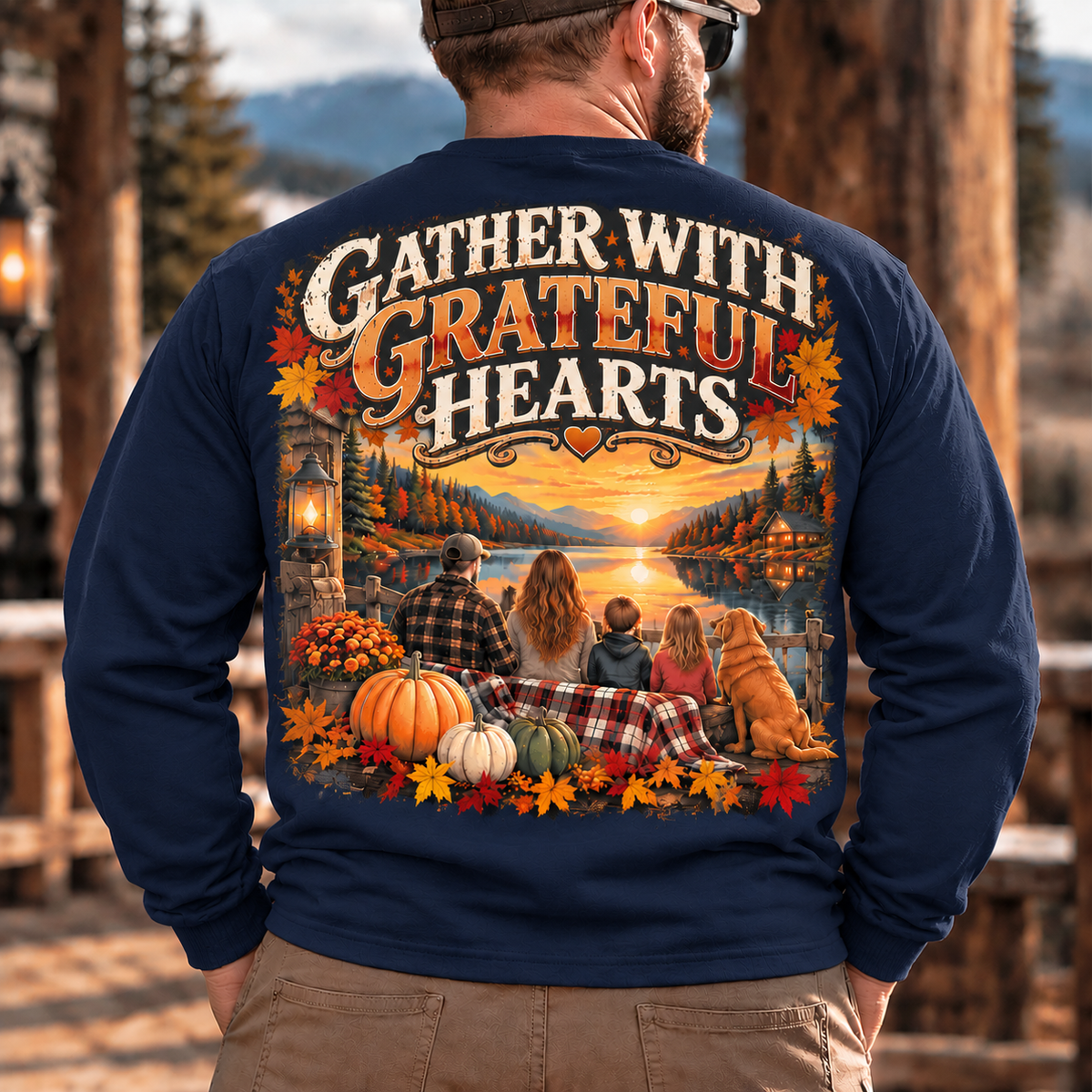 Gather With Grateful Hearts, Vintage Pumpkin Design,