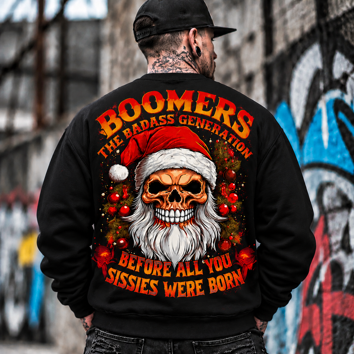 Funny Skull Santa Christmas Sweatshirt