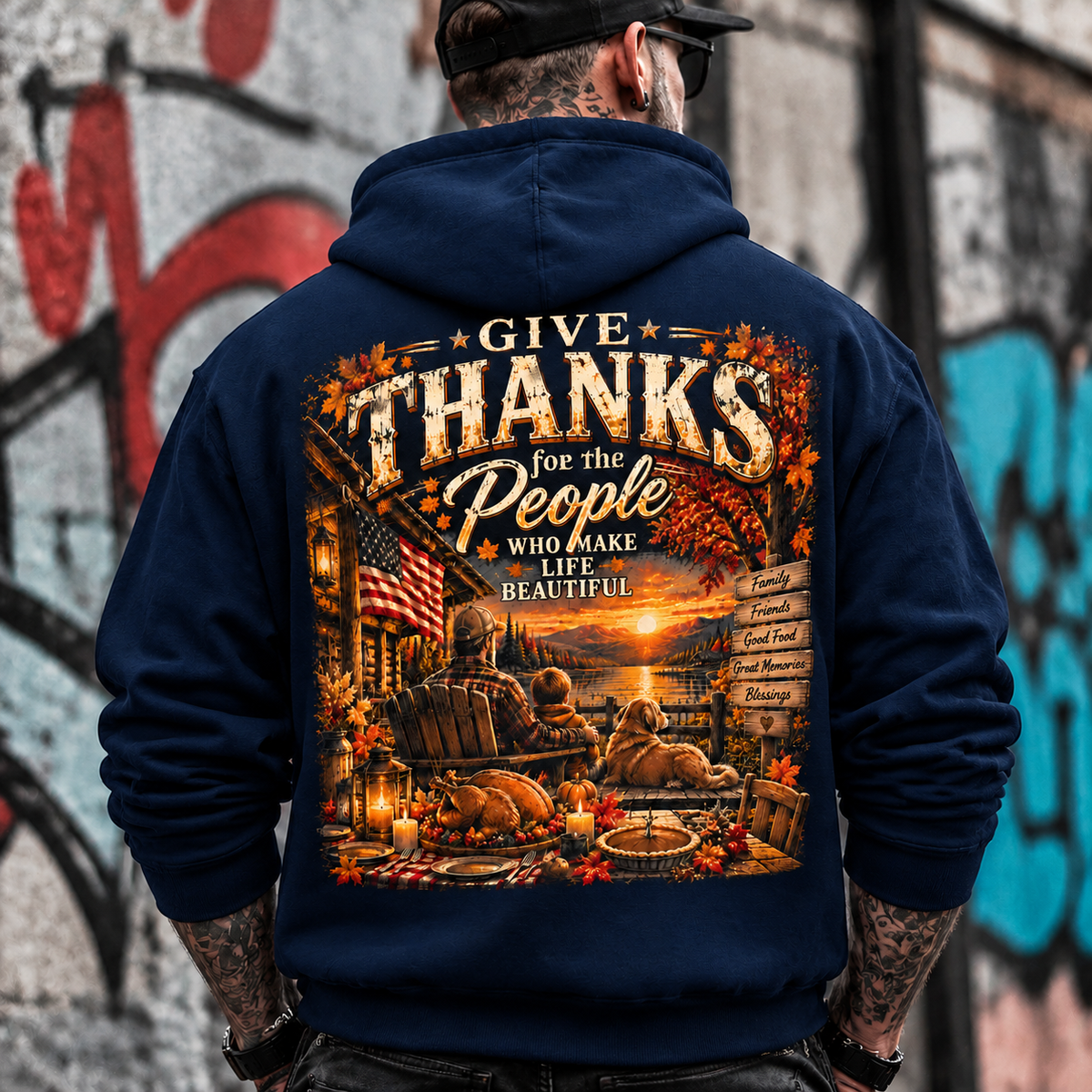 Give Thanks Graphic , Vintage Fall Family Design,