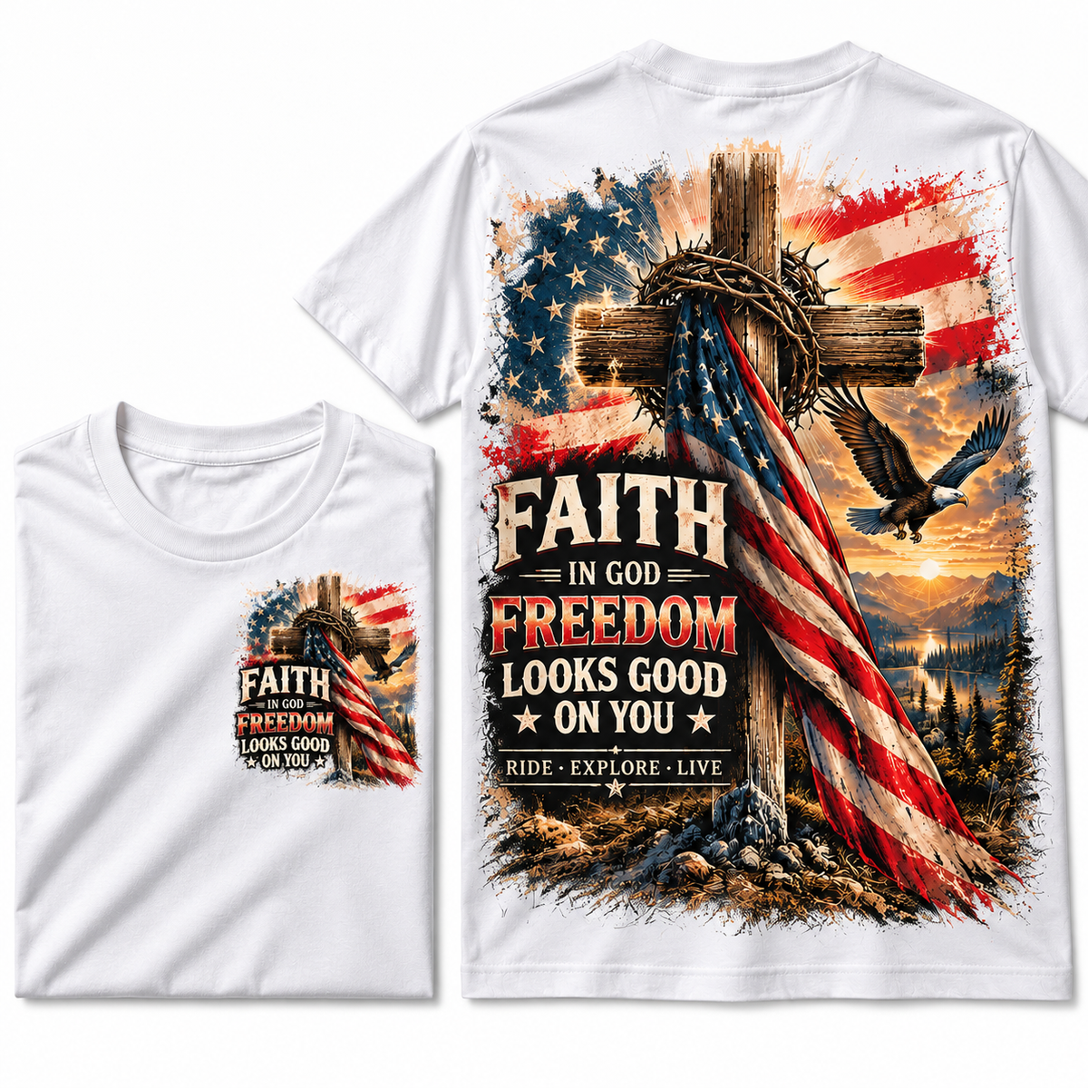 Faith Freedom Cross Graphic Tee