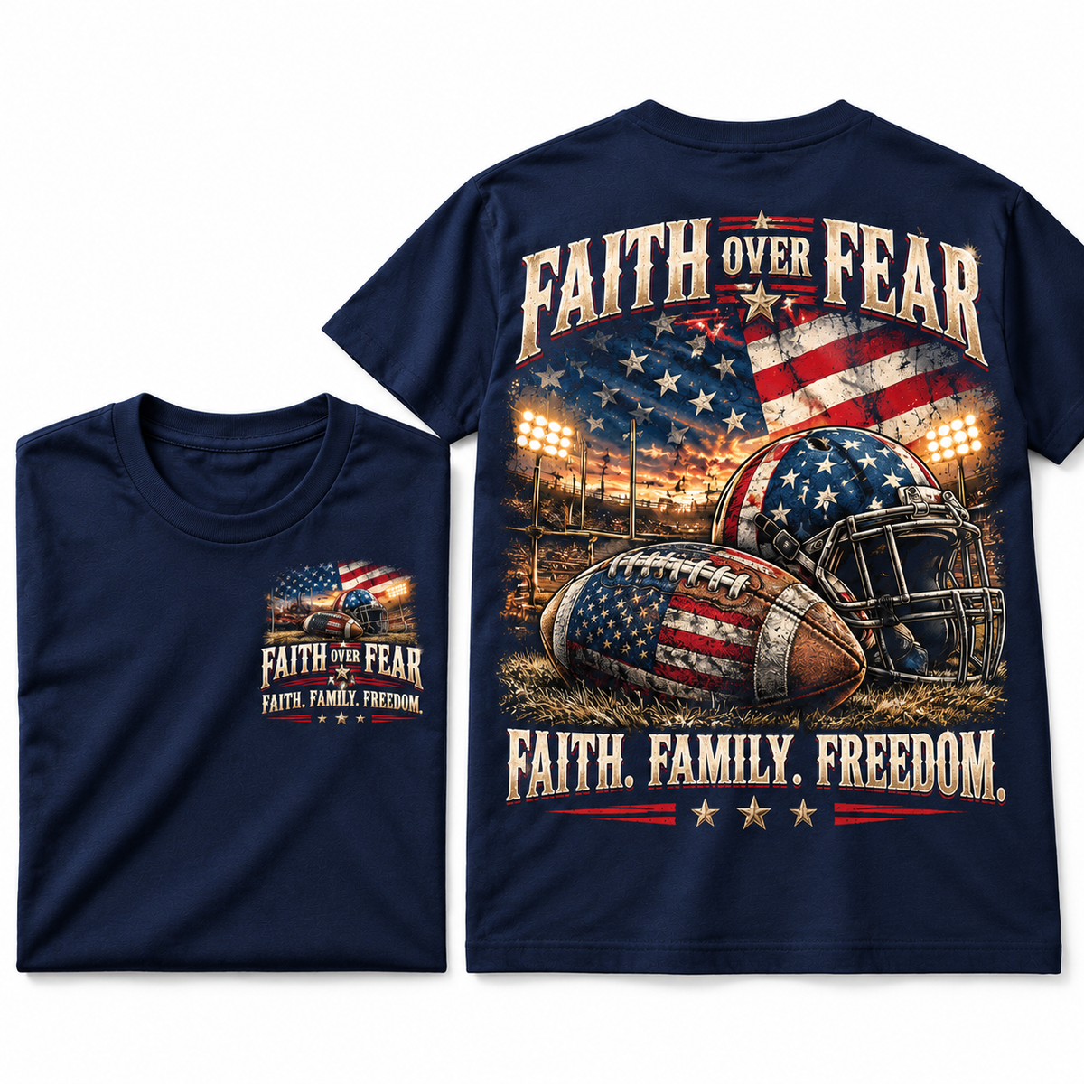 Faith Family Football Graphic Tee