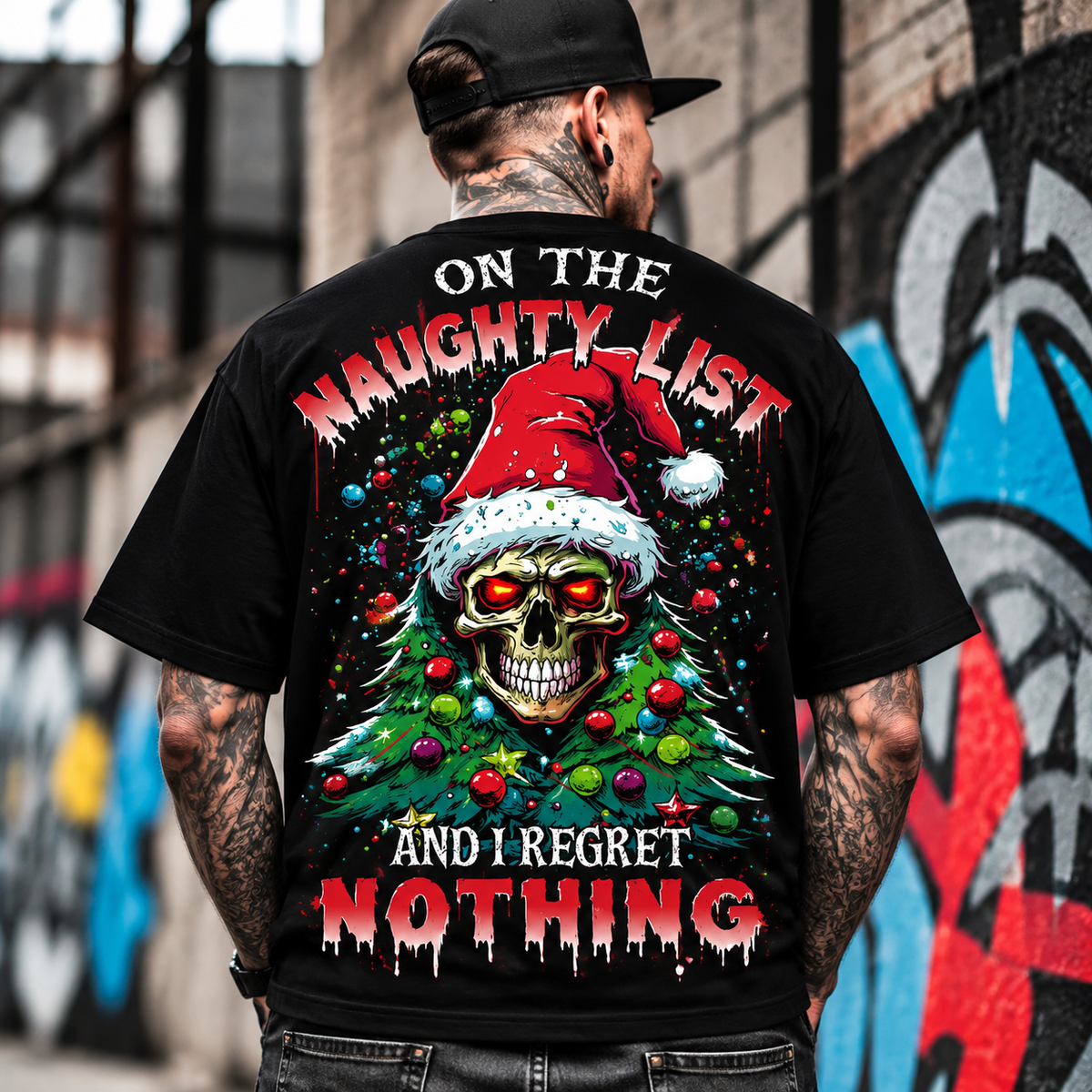 Naughty List Skull Christmas Hoodie for Men