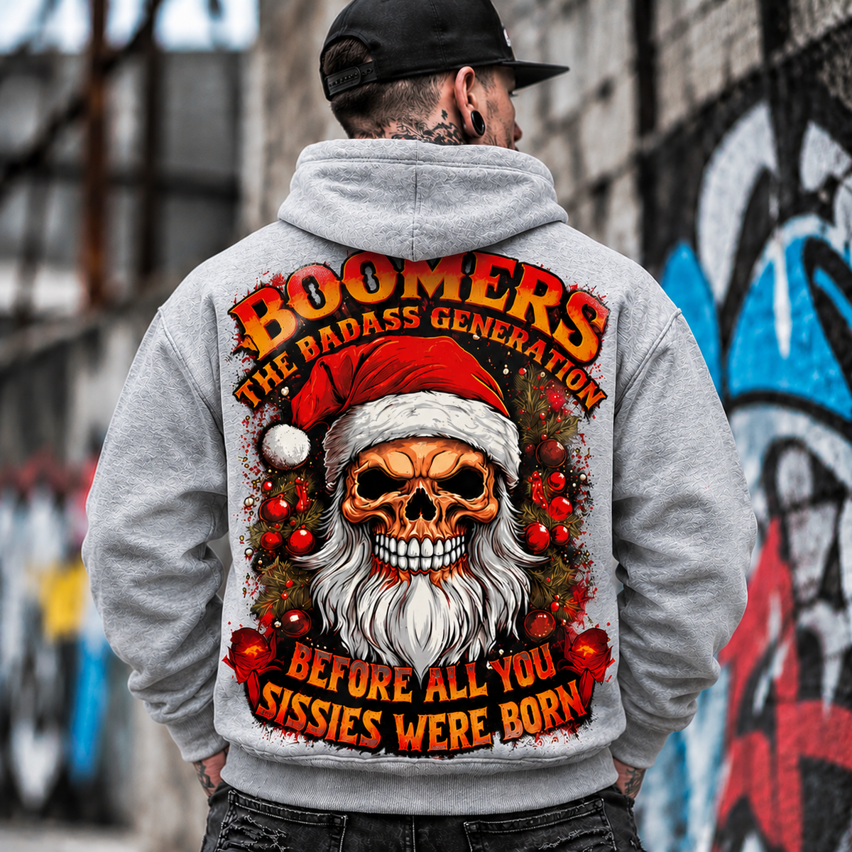 Funny Skull Santa Christmas Sweatshirt
