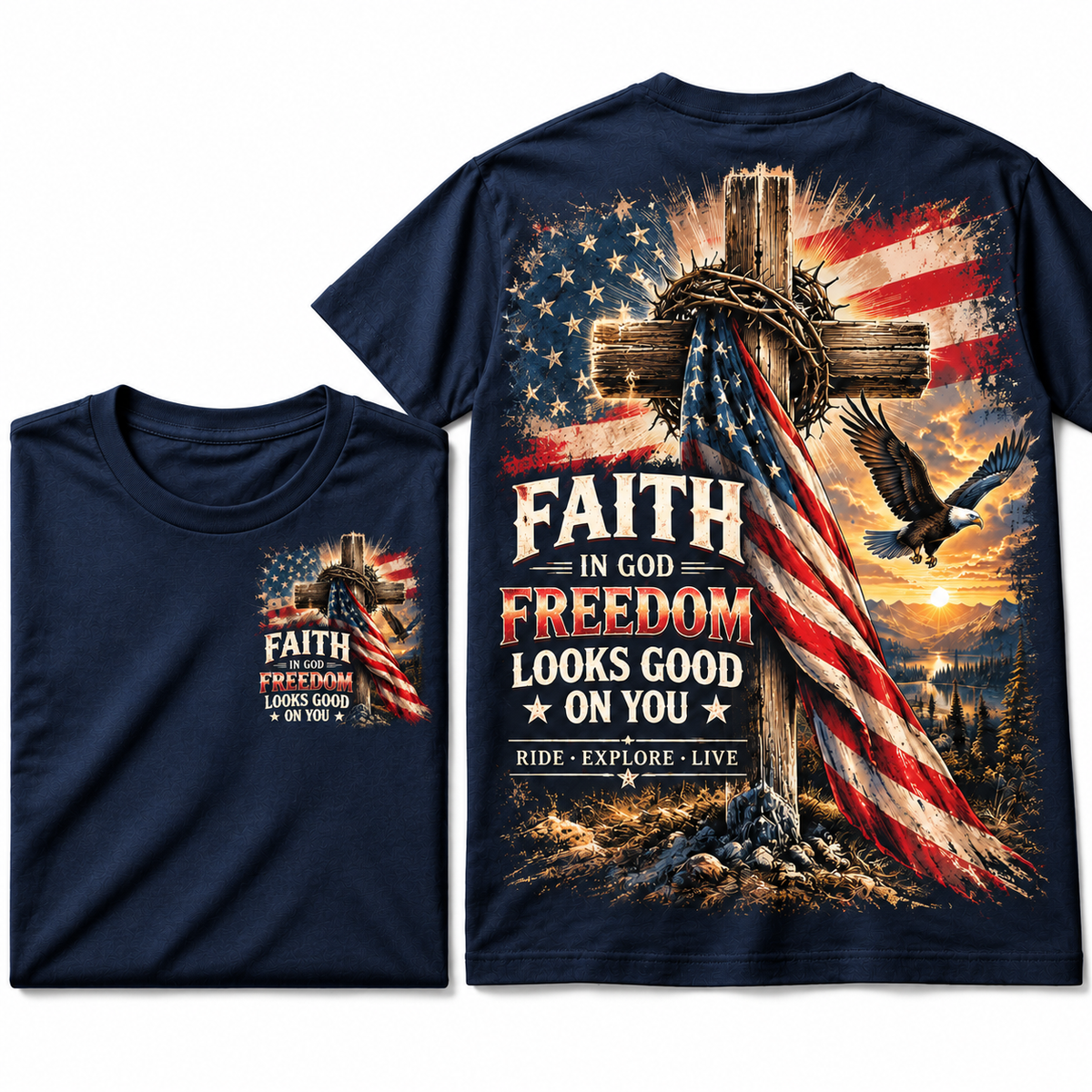 Faith Freedom Cross Graphic Tee