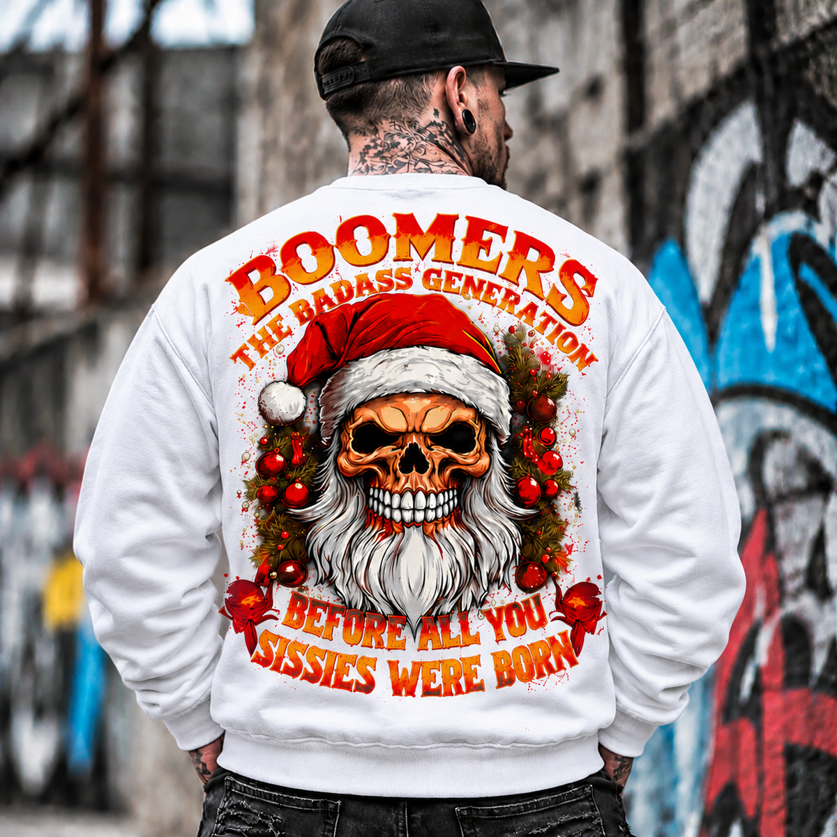 Funny Skull Santa Christmas Sweatshirt