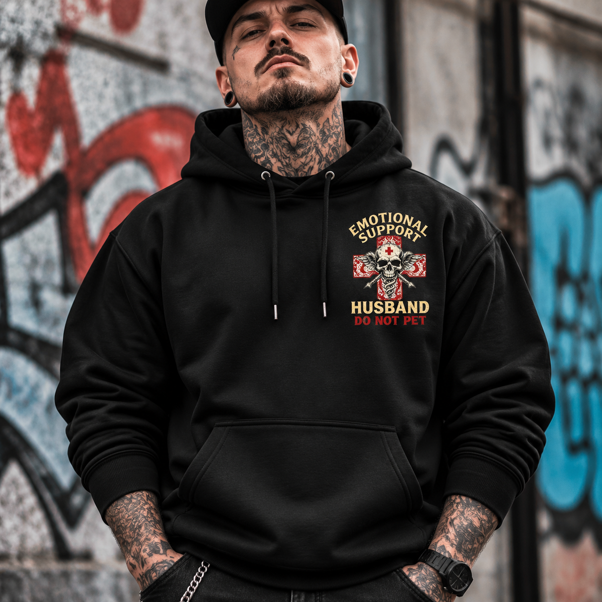Emotional Support Husband Graphic Hoodie
