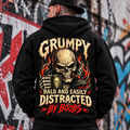 Grumpy Skull Hoodie, Funny Bald Humor Graphic