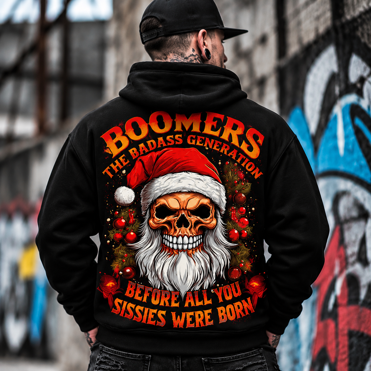 Funny Skull Santa Christmas Sweatshirt