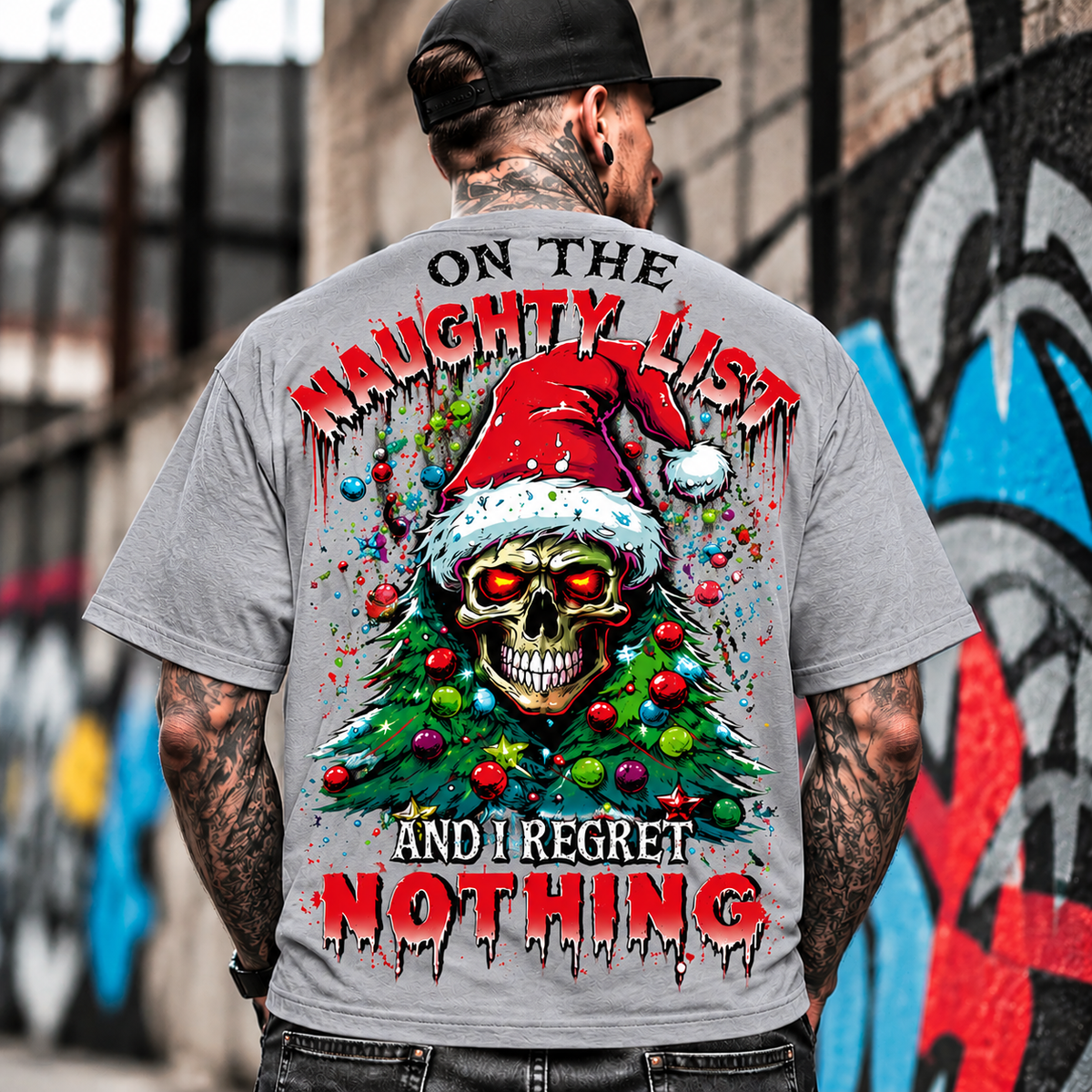 Naughty List Skull Christmas Hoodie for Men