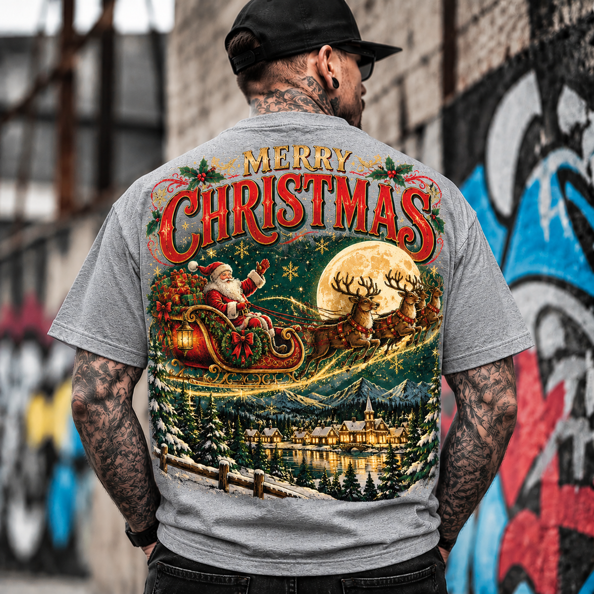 Vintage Santa Sleigh Christmas