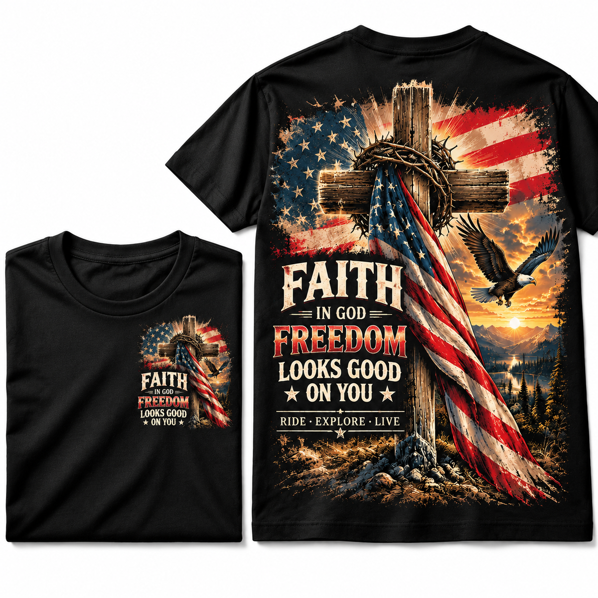Faith Freedom Cross Graphic Tee