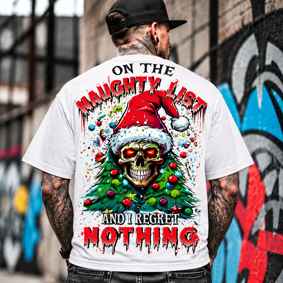 Naughty List Skull Christmas Hoodie for Men