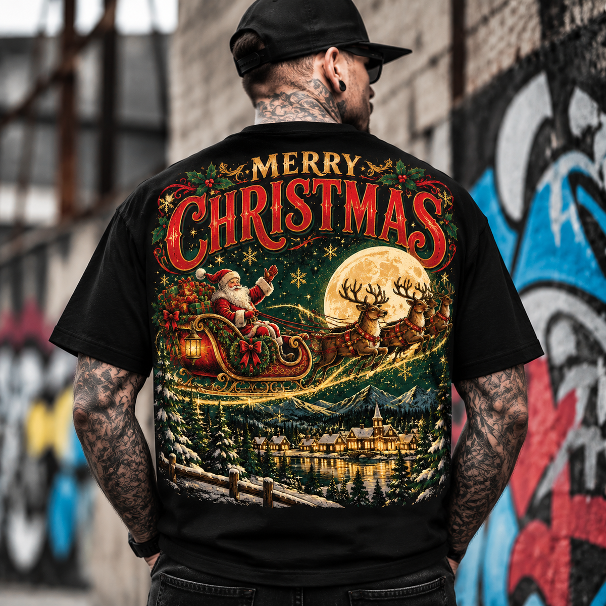 Vintage Santa Sleigh Christmas