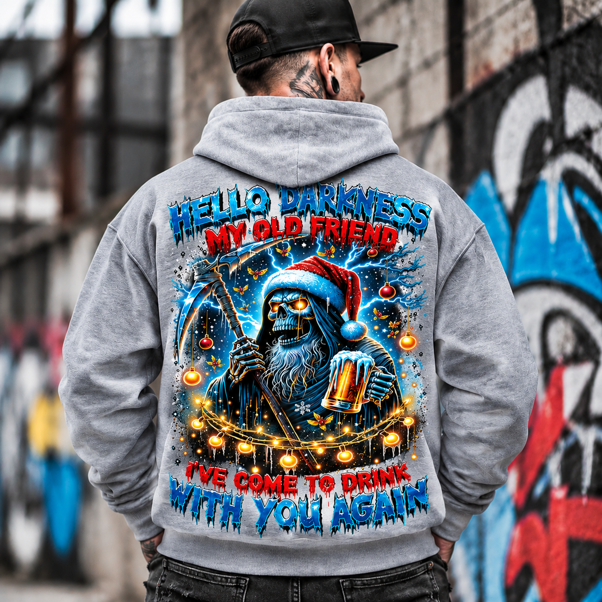 Grim Reaper Santa Drinking Beer Sweatshirt,